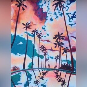 Modern palm tree beach art - 11x14" print
